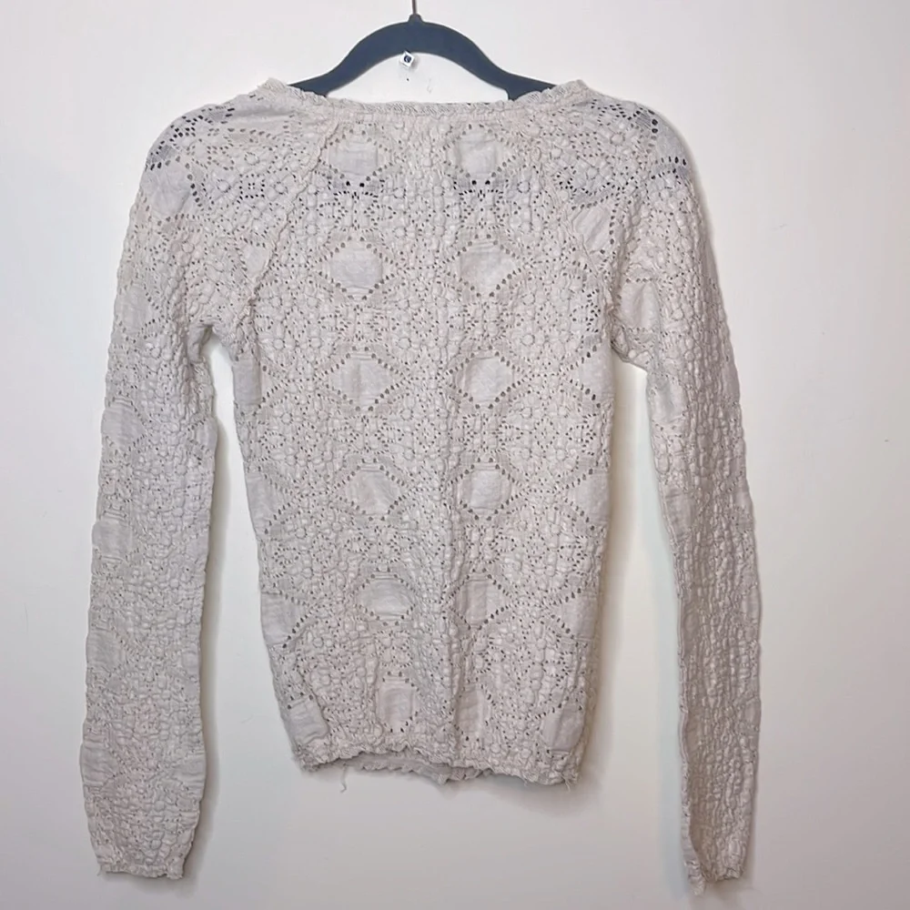 Free People Sunny Pucker Lace Top Cream XS